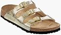 Papillio Sandal ''Florida'' from Suede in karo gold with a regular insole