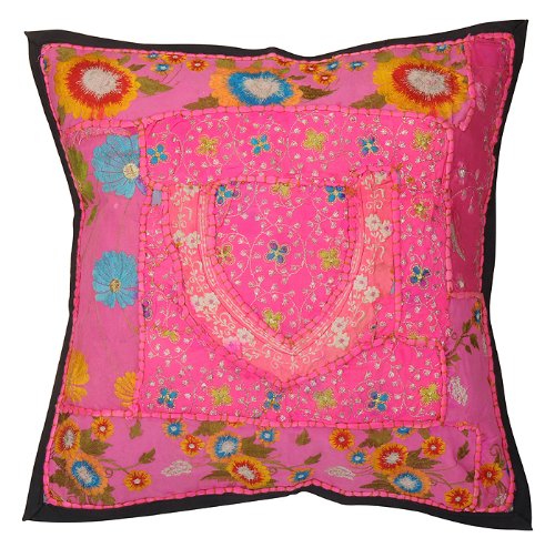 Imagen 2 de Cojín de diseño hecho a mano cubre con tamaño de bordado de trabajo de 16 x 16 pulgadas Juego de 2 piezas