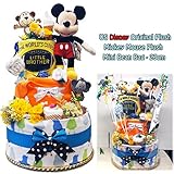 出産祝い ディズニー おむつケーキ 大人気 ミッキーマウス ３段 オムツケーキ 喜ばれるベビー用品が沢山 男の子 パンパース (S)