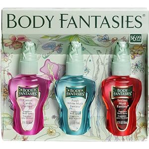 Body Fantasy Cotton Candy, White Musk, Sexy Musk 1.7 oz Body Spray Gift Set