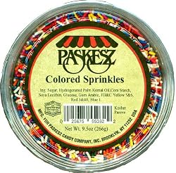 Paskesz Baking Products, Colored Sprinkles, 9.5-Ounce Bucket (Pack of 12)