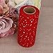 FENICAL Sequin Roll Spool Tulle Roll Gift Wrap for Wedding Christmas Party Decoration 6 Inch 25 Yard (Red)