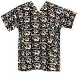 Mizzou University of Missouri Logo Tigers Scrub Top Shirt-Size LG- 100% Natural Cotton - NOT a CHEAP BLEND - For HIM or HER