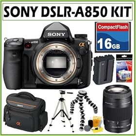 Sony Alpha DSLR-A850 24.6MP Digital SLR Camera Body w/ 75-300mm Sony Alpha Zoom Lens + 16GB Accessory Kit