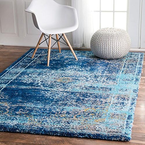 nuLOOM Vintage Inspired Vibrant Blue Shag Rug (5'3 x 7'6)