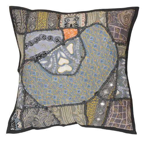 Imagen 2 de Cojín de diseño hecho a mano cubre con tamaño de trabajo de bordado y del espejo de 16 x 16 pulgadas Juego de 2 piezas