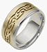 9.5mm Multi Texture Two-Tone 14 Karat Gold Comfort Fit Wedding Band Ring