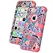 iPhone 5C Case, ULAK Hybrid High Impact Soft and Hard Combo Case for Apple iPhone 5C Floral Patchwork Pattern With Screen Protector and Stylus (SEEING SOUND/Coral Pink Silicone