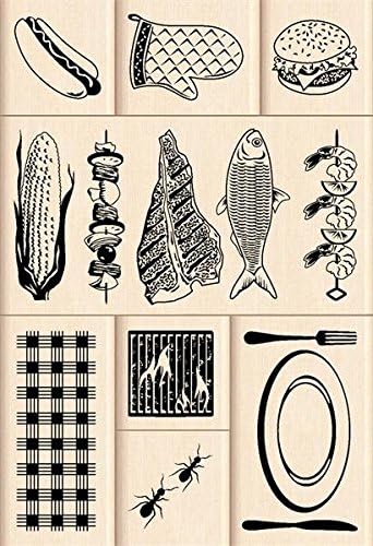 Inkadinkado Backyard BBQ Wood Stamp Set