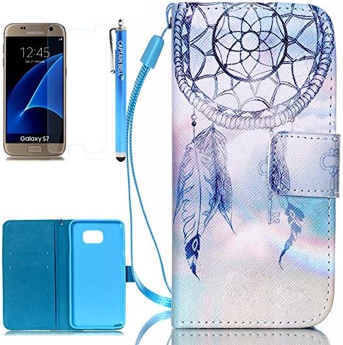 Galaxy S7 Case,S7 Case,Captain Bell,Galaxy S7 Wallet Case Flip Pu Leather Case Lanyard Stand Cover Case for Samsung Galaxy S7 Dreamcatcher