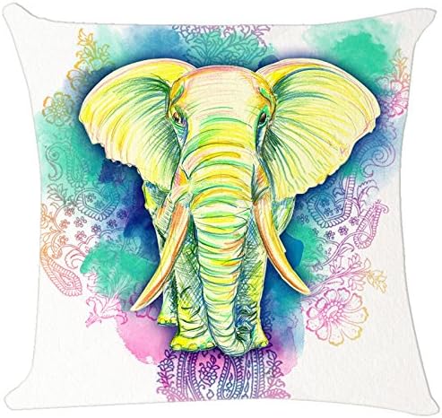 Square Throw Pillow Cover Decorative Cushion Cover for Sofa African Elephant Pillow Covers Custom Cute Elephant Painting Pillow Covers Zippered Pillow Case Two Sides Printed 18X18 Inch
