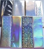 Review -  / Selection of 8 silver metallic and holographic rub on transfer foils for cardmaking & craft -