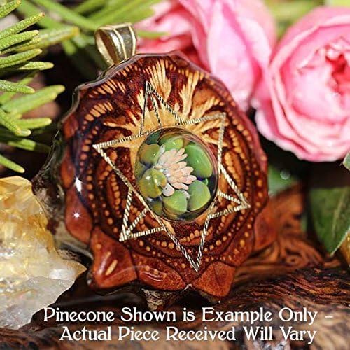 Phoenix Orchid Glass with Merkaba Third Eye Pinecone Pendant