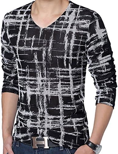 Men's Plus Modern V-Neck Long Sleeve T-shirt