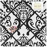 Black and White Isabella Fabric Memory/Memo Photo Bulletin Board by Sweet Jojo Designs