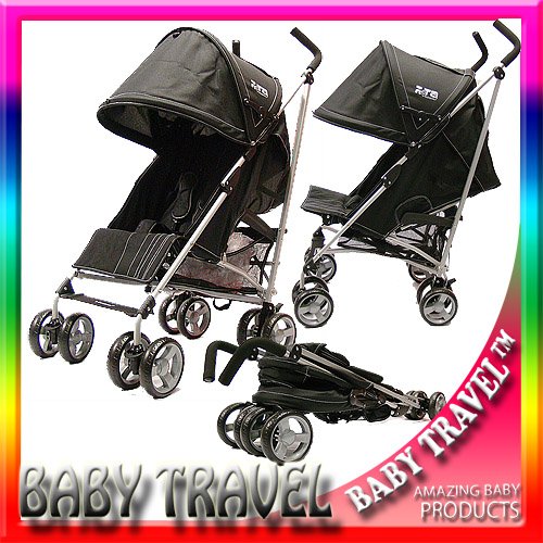 NEW BUGGY STROLLER PUSHCHAIR WITH LARGE SUN CANOPY HOOD - ZETA VOOOM - Black with Rain Cover