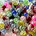Beadingstation Strand of 140 Pcs 2-Tone Crackle Glass Round Beads 6mm (100 Mix Loose)