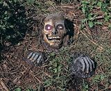 Scary Partially Buried Skeleton Graveyard Prop