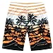Yete Men's Colorful Stripe and Coconut Tree Printing Beach Board Shorts
