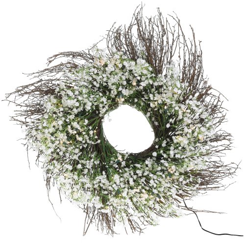 GKI Bethlehem Lighting 40-Light Baby's Breath 19-Inch Wreath