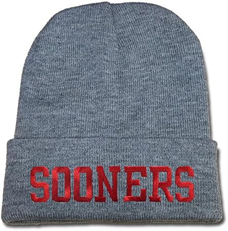 XINMEN Oklahoma Sooners Wordmark Logo Beanie Fashion Unisex Embroidery Beanies Skullies Knitted Hats Skull Caps Grey