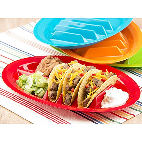 Set of 2 - ChefLand Fiesta Taco Plates / Taco Stand Up Holder *Assorted colors*