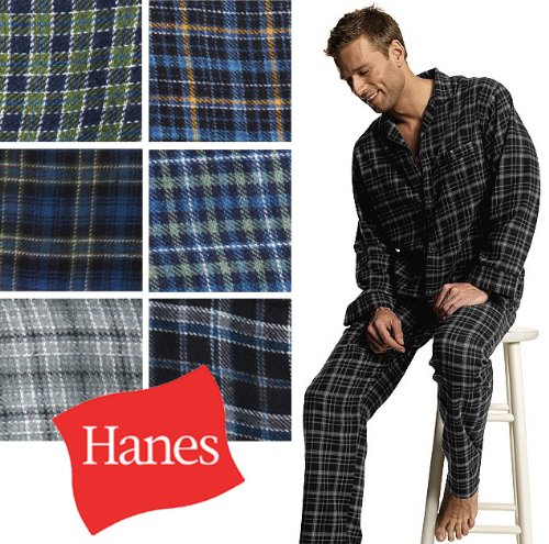 Hanes 100% Heavyweight Cotton Flannel Mens Pajama Sleepwear Set