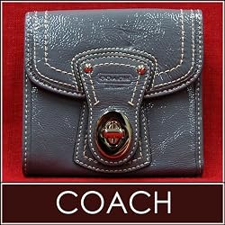 Authentic Coach Legacy Patent French Purse Wallet Gray- 42443