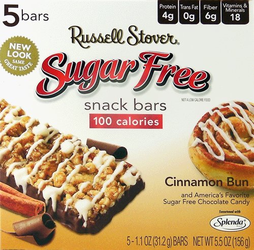 Russell Stover Sugar Free Cinnamon Bun Snack Bars (Formerly Called Cereal Bars) (5 Per Box)