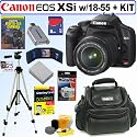 Canon Digital Rebel XSi 12MP Digital SLR Camera with EF-S 18-55mm f/3.5-5.6 IS Lens (Black) + 8GB Deluxe Accessory Kit