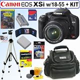 Canon Digital Rebel XSi 12MP Digital SLR Camera with EF-S 18-55mm f/3.5-5.6 IS Lens (Black) + 8GB Deluxe Accessory Kit