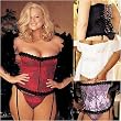 Tapestry Strapless Corset in Plus Sizes 38 40 42 44 46 48 50 Black White Red Violet