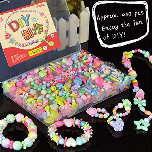 Vki Trip 450pcs Mix Color Beads Toy &amp; DIY Jewelry Beads Set For Children Necklace and Kids Crafts Kit