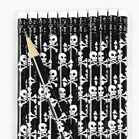 Wooden Skull & Crossbones Pencils (2 dz)