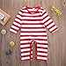 Baby Boys Girls Christmas Long Sleeve Red White Striped Snowman Romper