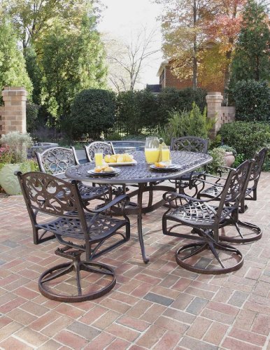 Home Styles 5555-335 Biscayne 7-Piece Outdoor Dining Set, Rust Bronze Finish