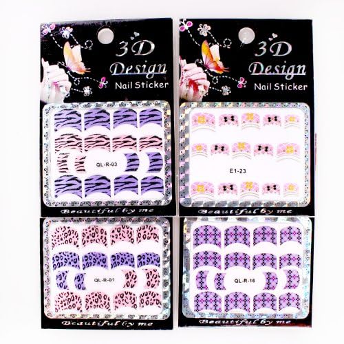 4 Sheets 1 Price - WS Decal Mixed French Style Nail Decoration Sticker Best for Nail Polish