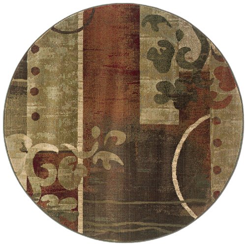 6' x 6' Round Oriental Weavers Sphinx Area Rug GNR-8007A Green/Red Color Machine Made Egypt 