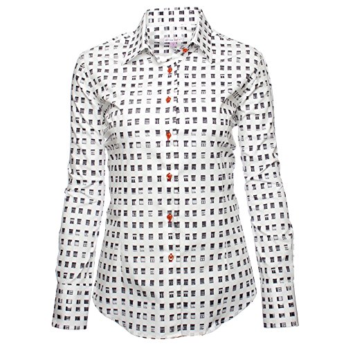 (コトンドゥ) Coton Doux レディースシャツ L61AD1012window レディス 婦人 長袖 カラー 大人 カジュアル 柄 シャツ ブラウス ファッション デザイン イタリア フランス