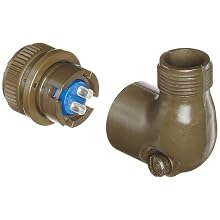 Amphenol Industrial 97-3108B-10SL-4S Circular Connector Socket, Threaded Coupling, Solder Termination, Angle Plug, Split Backshell, 10SL-4 Insert Arrangement, 10SL Shell Size, 2 Contacts