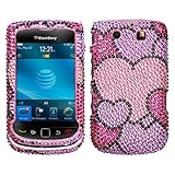 BlackBerry Torch 9800 AT&T Crystal Bling Protector Case - Cloudy Hearts