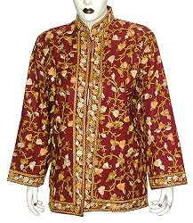 Womens Outerwear - Jacket Vest Wool Fabric Hand Embroidery Evening Dress Size 14
