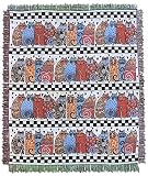 Laurel Burch Feline Family Portrait Cats Throw Blanket Afghan New