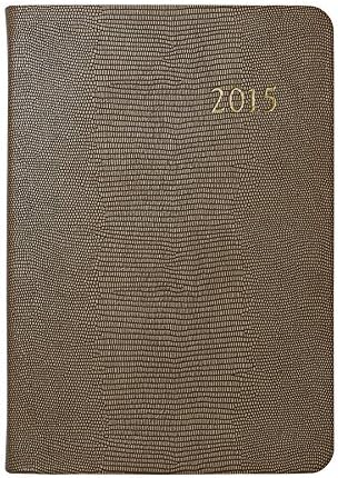 2015 Daily Journal, Month and Day-at-a-view pages, Brown Tejus Leather, 7"
