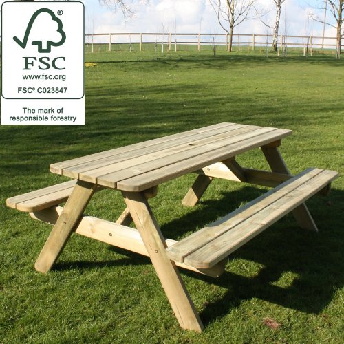 Wooden Garden 1800mm Picnic Table / Bench - Pine 100% Fsc Certified Picture