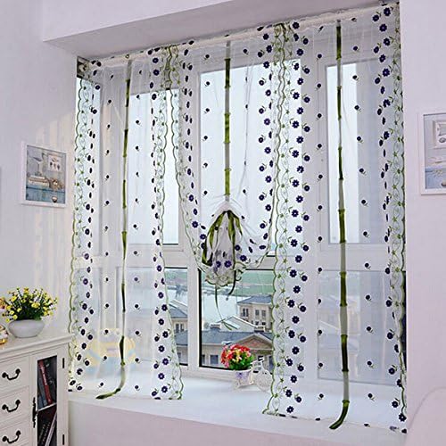 Window Dressings Beautiful Draperies Curtains 100x80cm Purple Flower Sheer Curtain Tulle Window Door Liftting Curtain Home Textiles Window Treatments