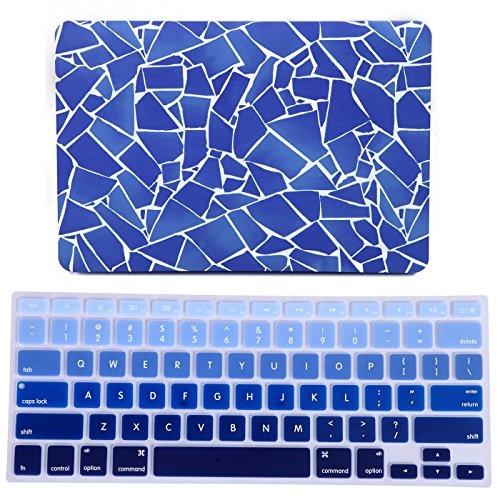 HDE MacBook Pro 13" Retina Case Hard Shell Cover Designer Pattern + Keyboard Skin - Fits 13.3" Apple Mac (No CD Drive) Model A1425 / A1502 (Blue Mosaic)