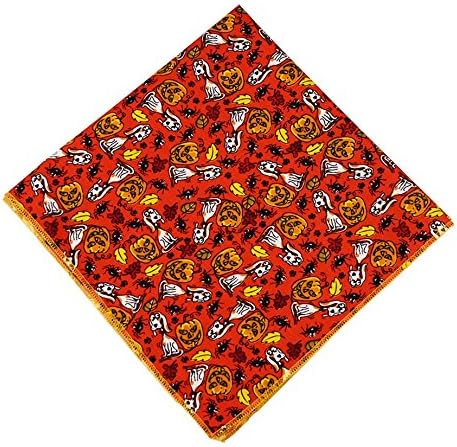 Scary Pumpkin and Spiders Square Dog Bandana