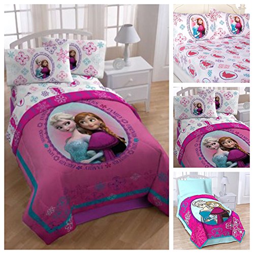Disney Frozen 6 Piece Bed in a Bag Full Bedding Set - Reversible Comforter, Sheets, Pillow Cases &amp; Bed Blanket