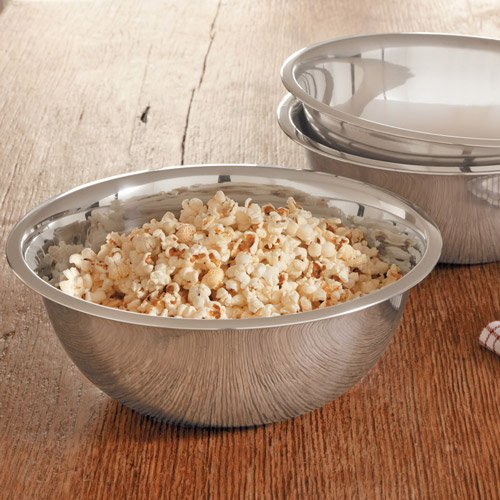 Stainless-Steel 5-Quart Mixing Bowls, Set of 3